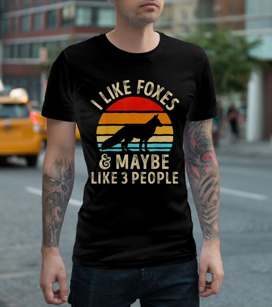 I Like Foxes and Maybe Like 3 People Vintage Sunset T-Shirt