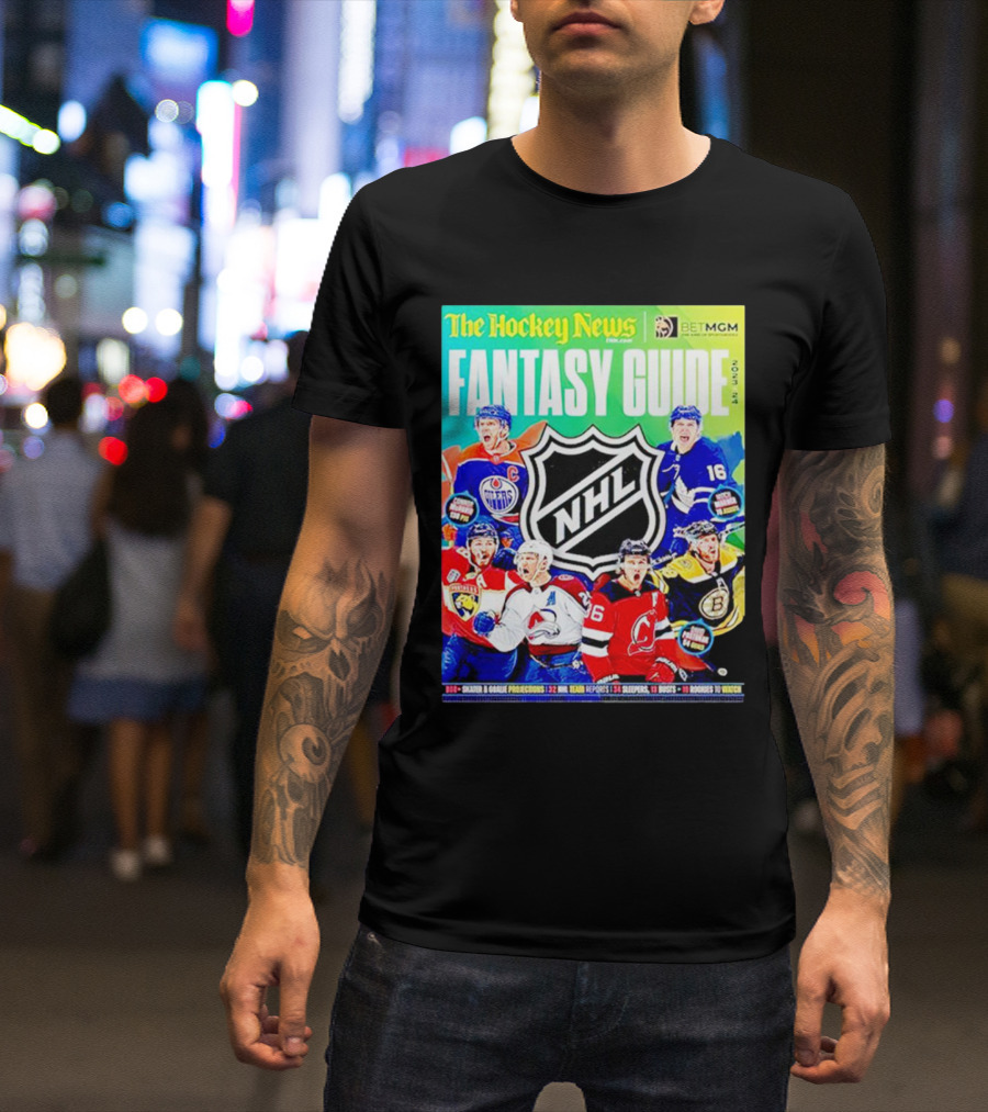 The Hockey News Fantasy Guide 2023-24 NHL Cover Featuring Erik Karlsson Cale Makar T-Shirt