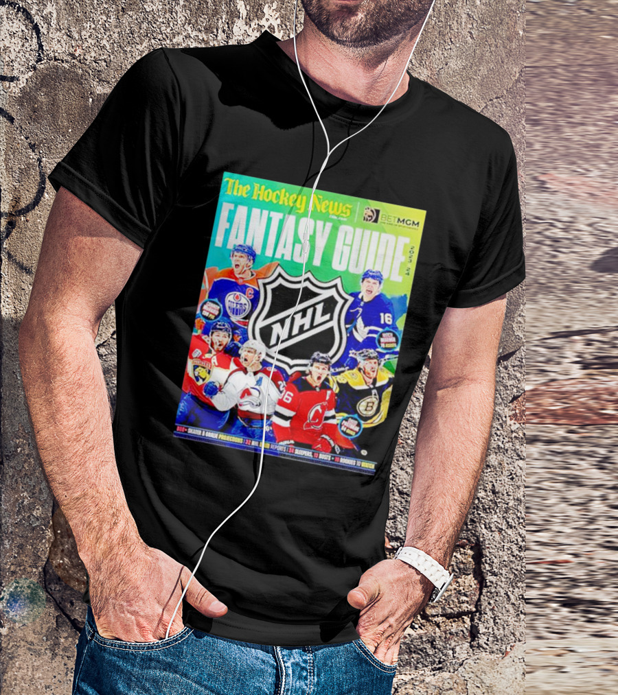 The Hockey News Fantasy Guide 2023-24 NHL Cover Featuring Erik Karlsson Cale Makar T-Shirt