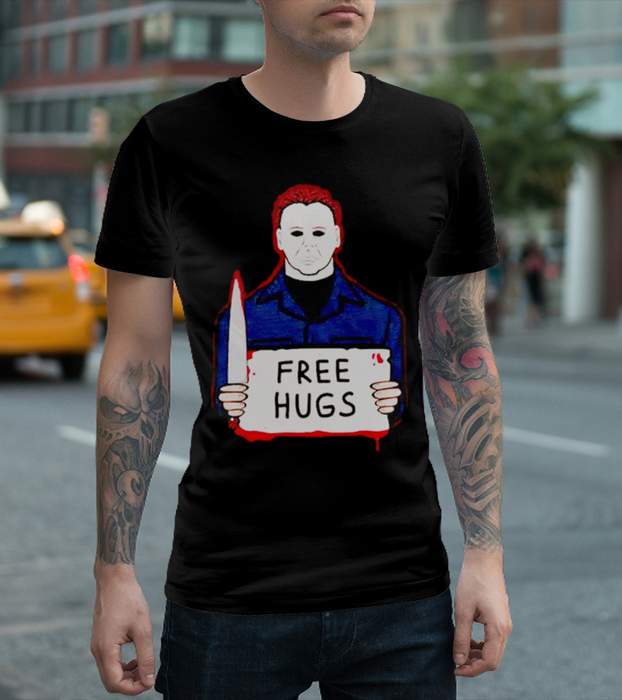 Free Hugs Michael Myers Knife Halloween Horror T-Shirt