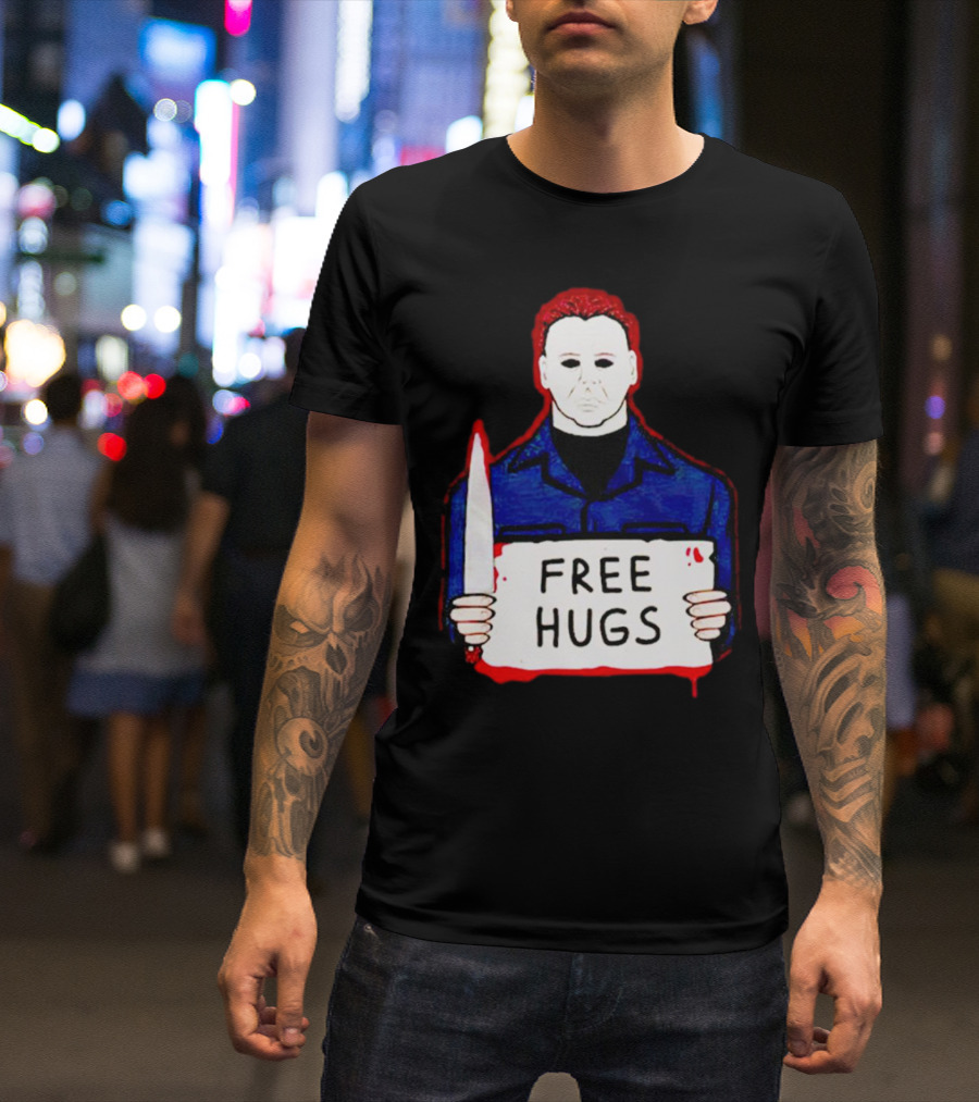 Free Hugs Michael Myers Knife Halloween Horror T-Shirt