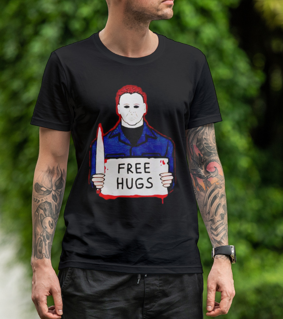 Free Hugs Michael Myers Knife Halloween Horror T-Shirt