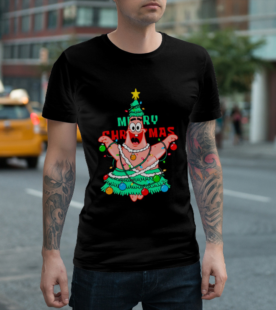 Merry Christmas Patrick Tree Holiday Lights T-Shirt