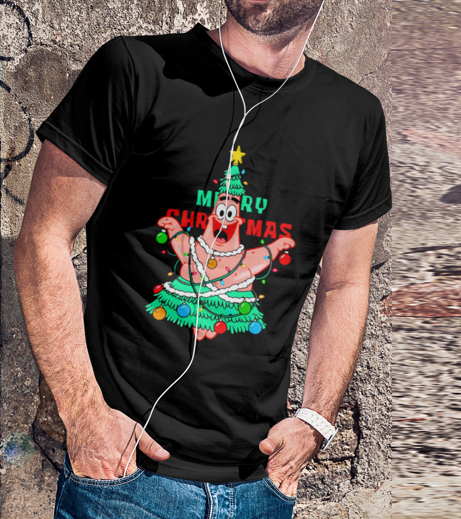 Merry Christmas Patrick Tree Holiday Lights T-Shirt