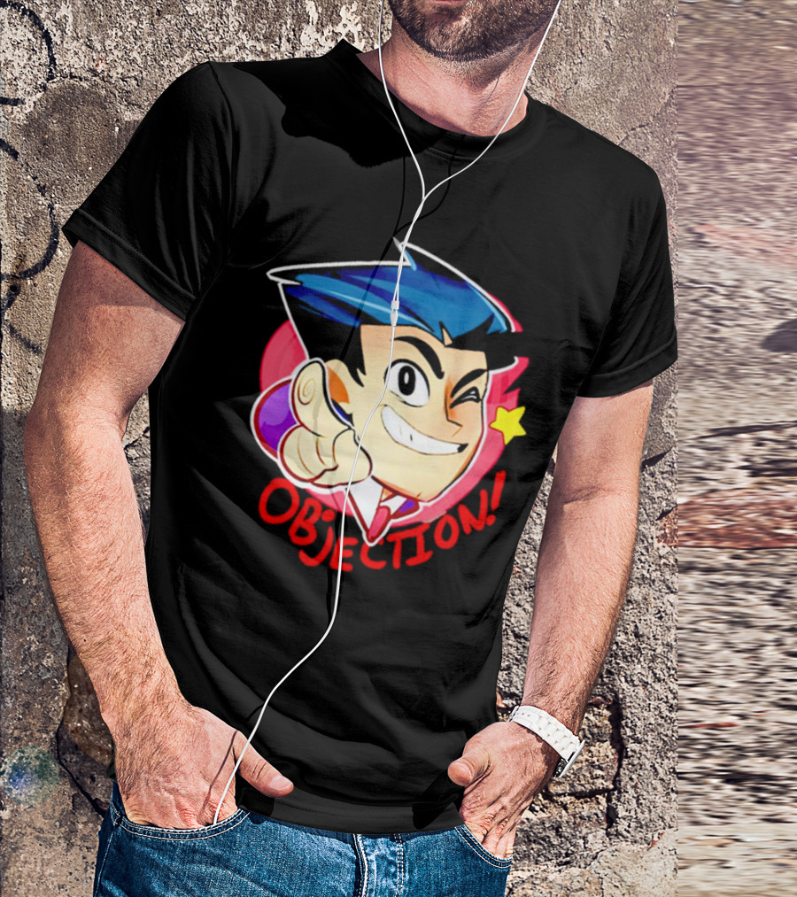 Phoenix Wright Ace Attorney Objection Winking Pose T-Shirt