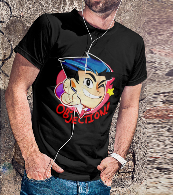 Phoenix Wright Ace Attorney Objection Winking Pose T-Shirt