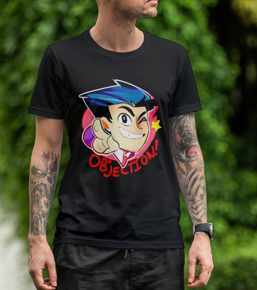 Phoenix Wright Ace Attorney Objection Winking Pose T-Shirt