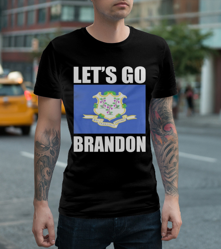 LET'S GO BRANDON Qui Transtulit Sustinet Connecticut Flag T-Shirt