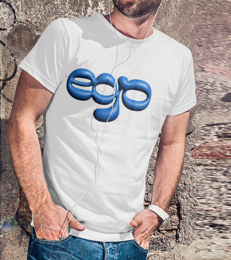Ego Logo Blue Text T-Shirt