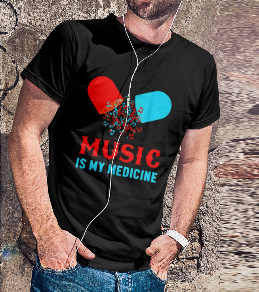 Music Is My Medicine Capsule Musical Notes Explosion T-Shirt