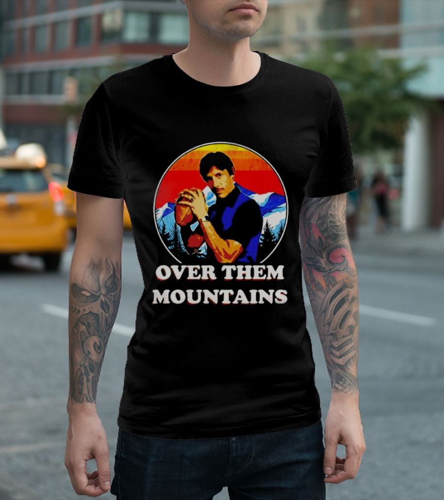 Uncle Rico Over Them Mountains Vintage Retro Football Scene T-Shirt