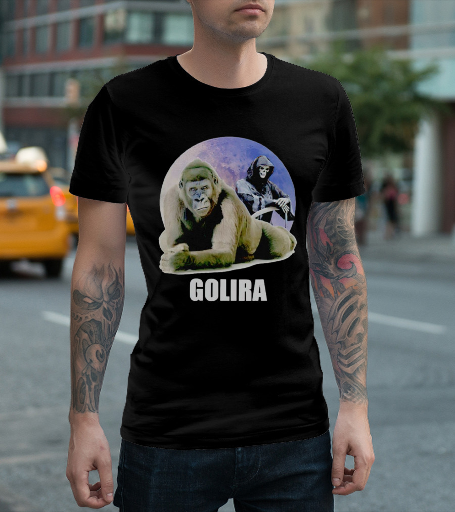 Gorilla with Grim Reaper in Cosmic Golira Scene T-Shirt
