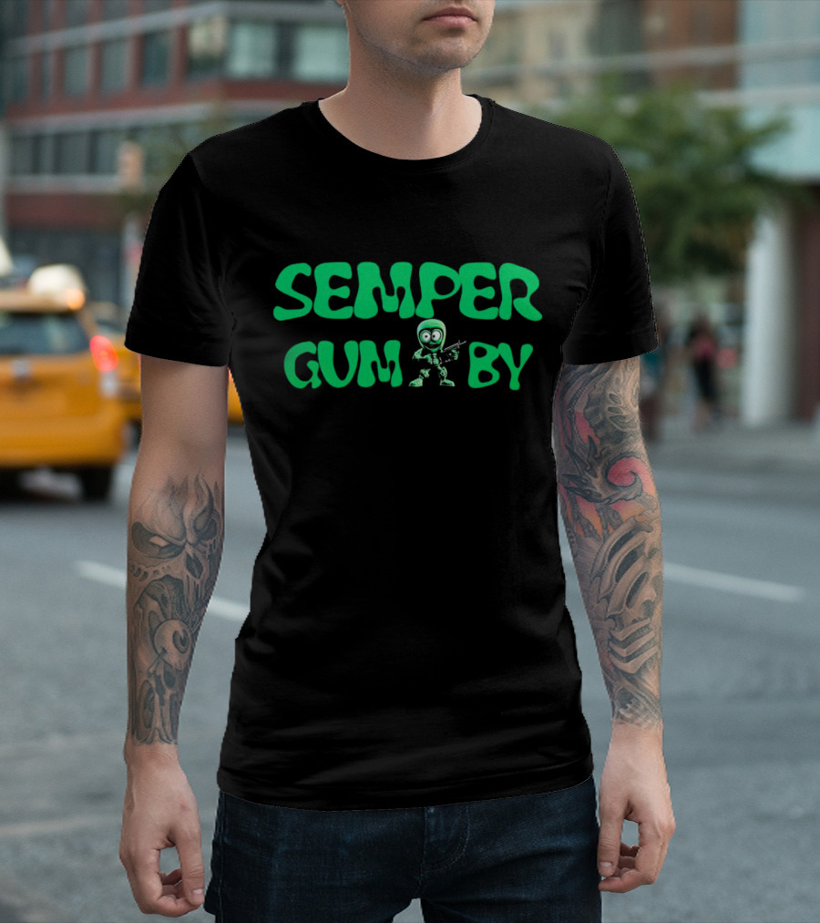 Semper Gum-by Military Cartoon Mashup T-Shirt