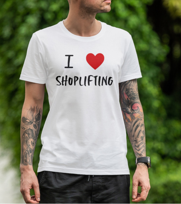 I Love Shoplifting Heart T-Shirt