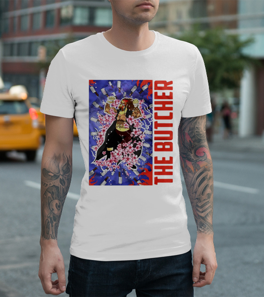 THE BUTCHER Cherry Blossom Blades Power Stance T-Shirt