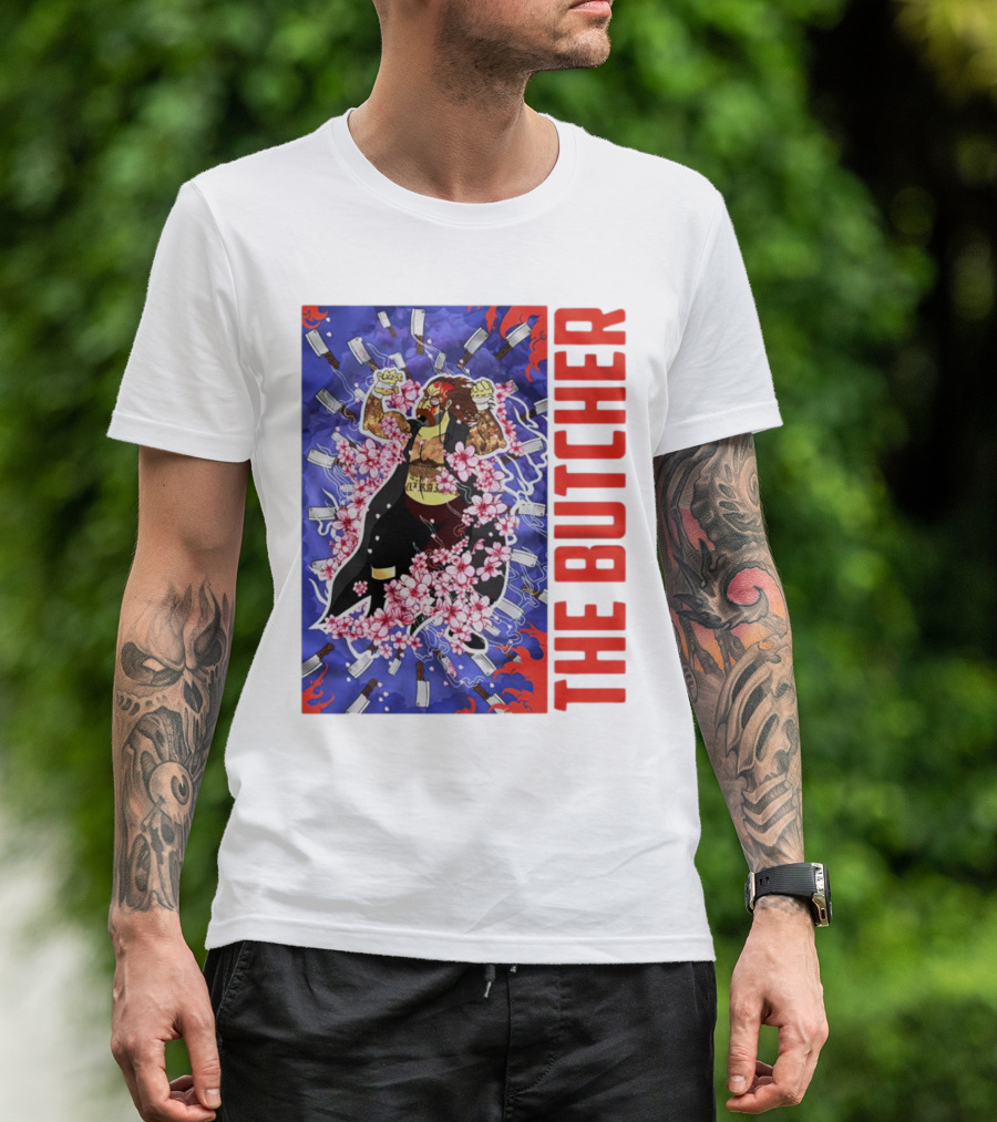 THE BUTCHER Cherry Blossom Blades Power Stance T-Shirt
