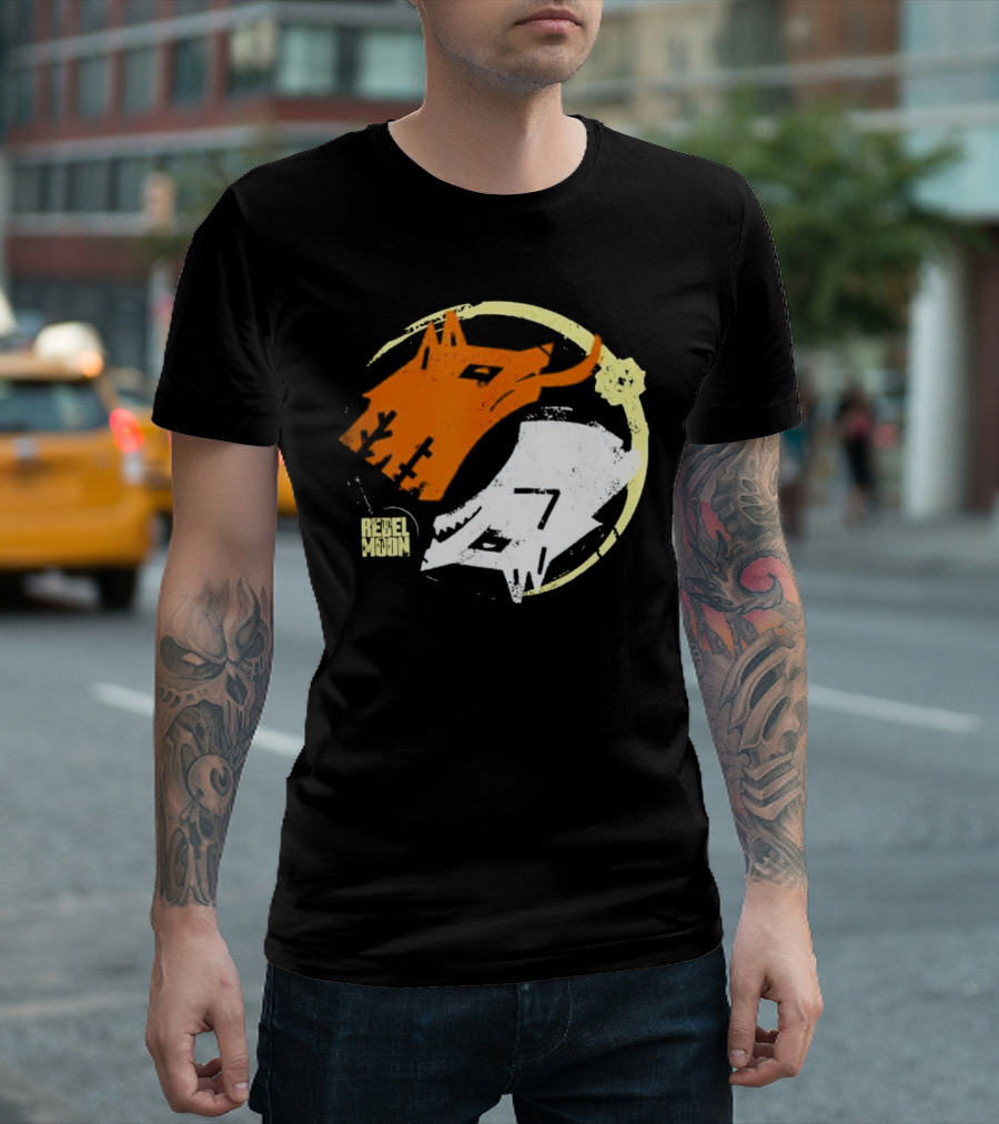Rebel Moon Wolf Head Yin Yang T-Shirt