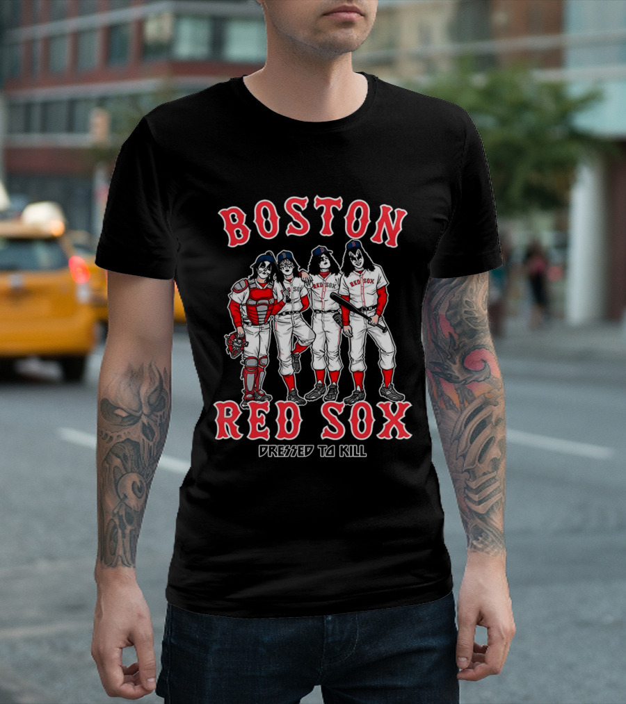 Boston Red Sox Kiss Band Members Dressed to Kill T-Shirt