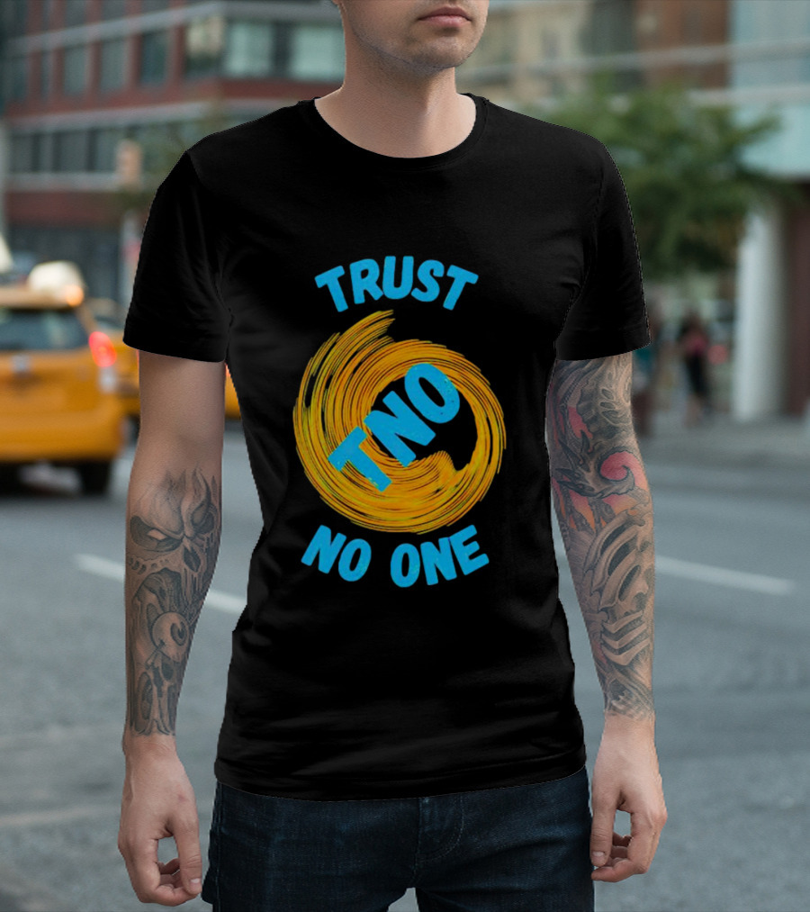 Trust No One TNO Be Careful Abstract Spiral T-Shirt