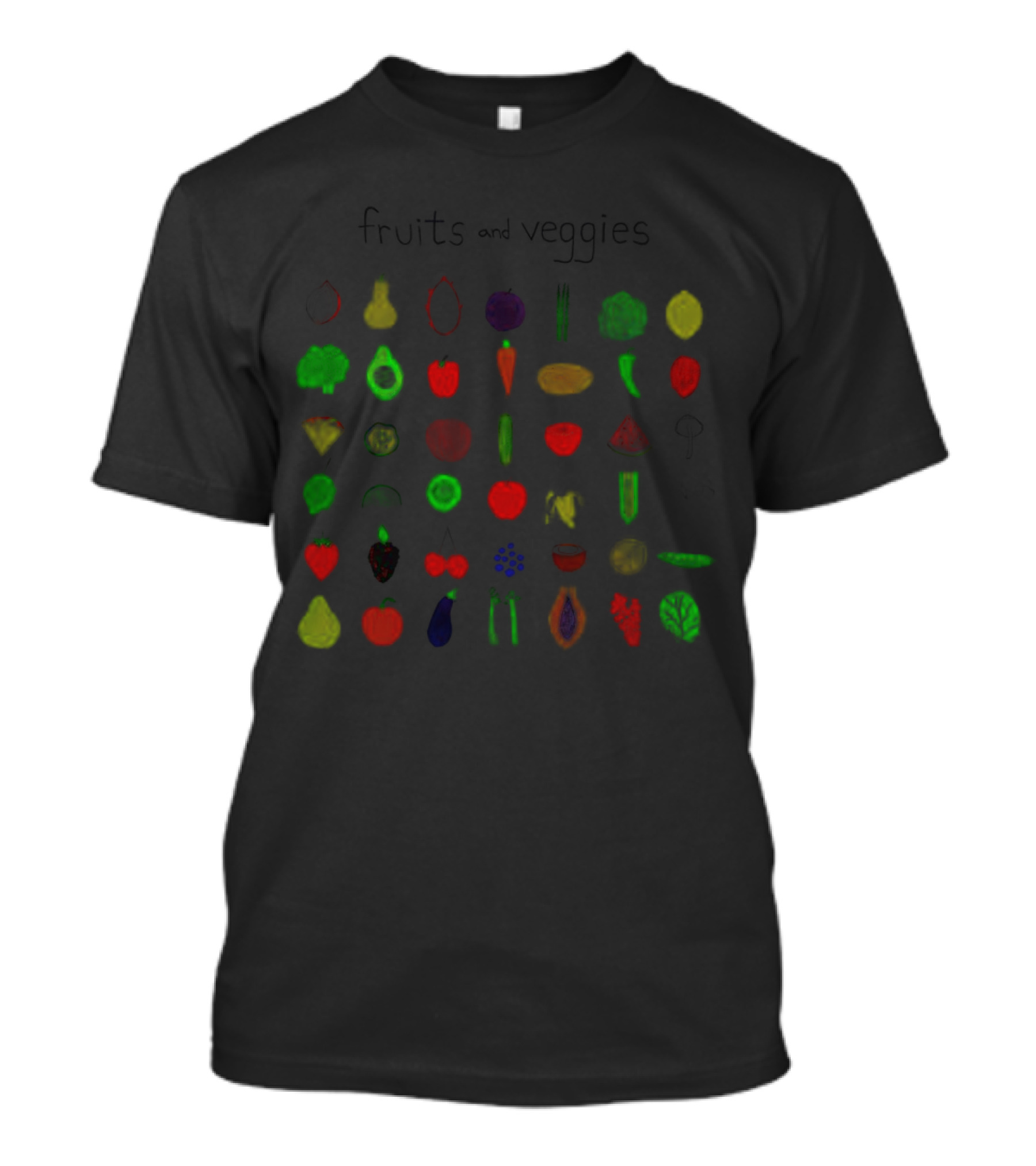 Fruits And Veggies Colorful Icons T-Shirt