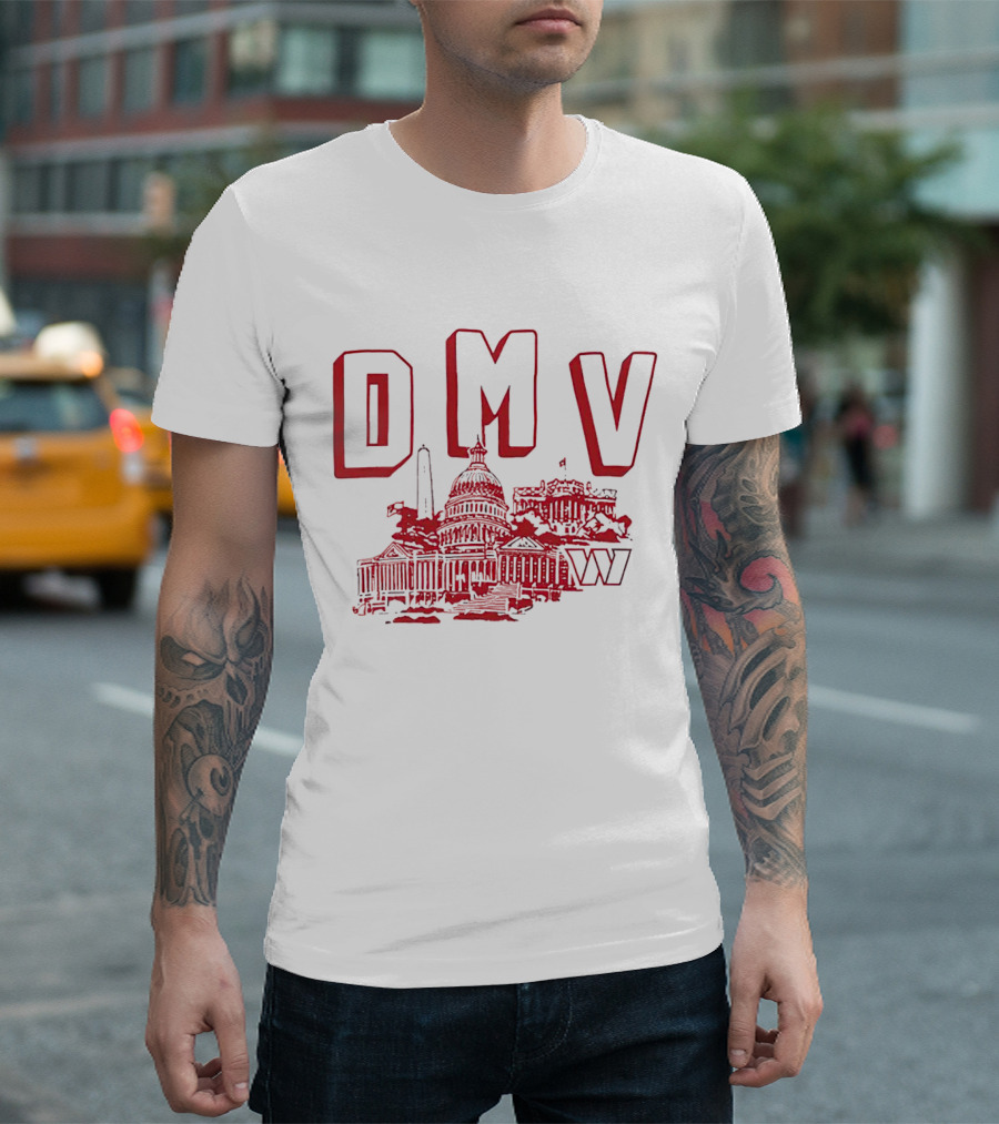 Washington Commanders DMV Capitol Building Sketched T-Shirt