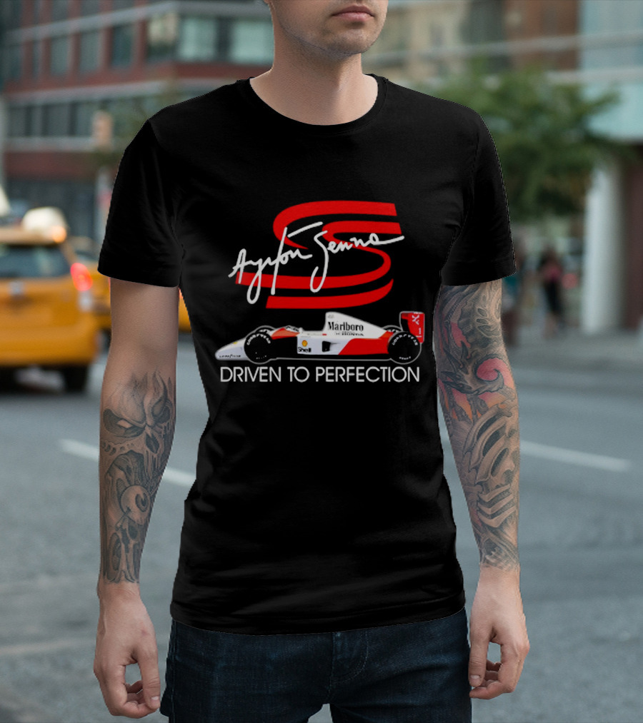 Ayrton Senna Driven To Perfection Marlboro Racing Car T-Shirt