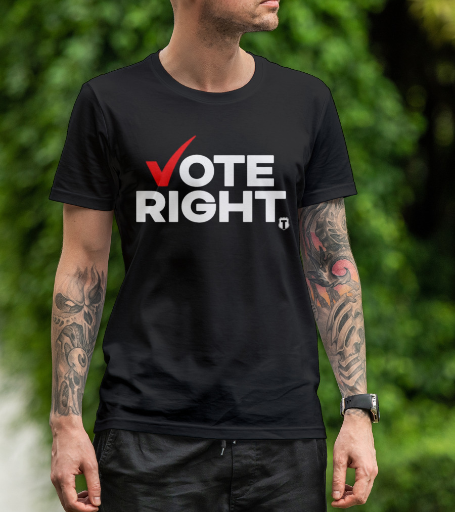 VOTE RIGHT Checkmark Logo With T Shield T-Shirt