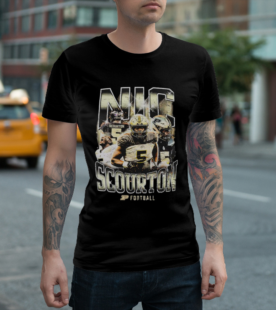 Nic Scourton Purdue Football Vintage Boilermakers Players Montage T-Shirt