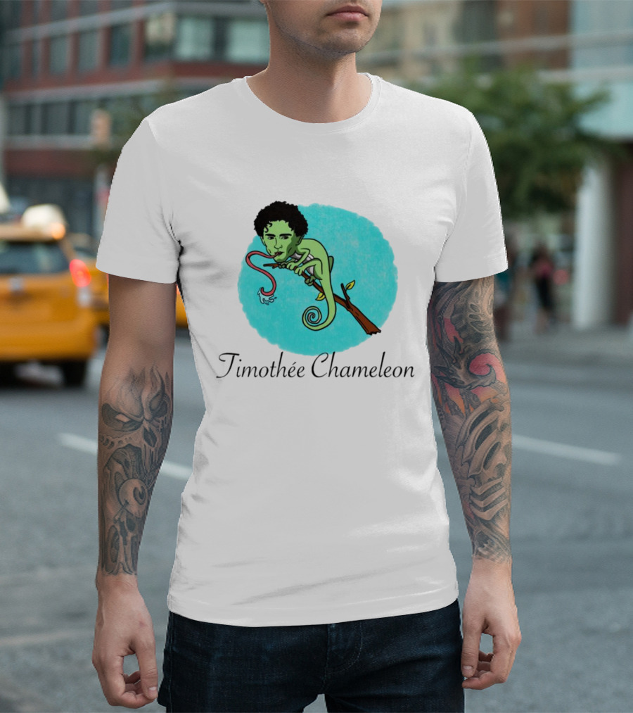 Timothée Chameleon With Green Lizard And Curled Tongue T-Shirt
