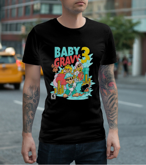 Baby Gravy 3 Bros Funny Mario Parody Explicit Content T-Shirt