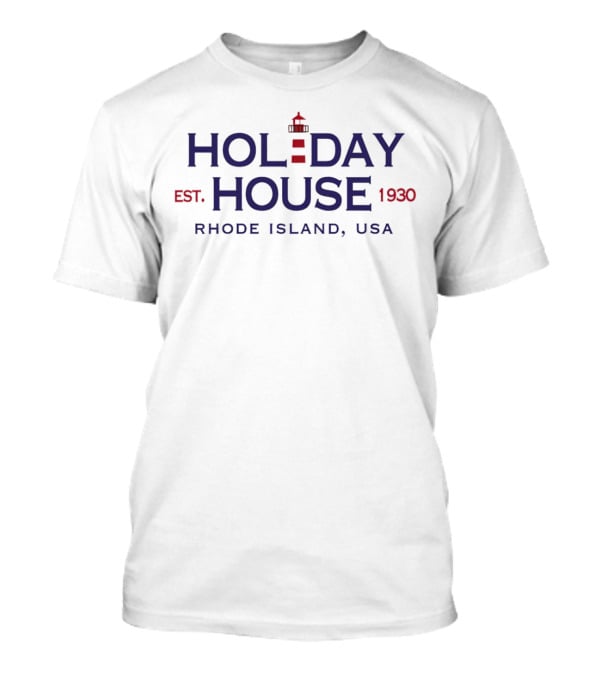 Holiday House Rhode Island USA Est 1930 Lighthouse Red Blue T-Shirt