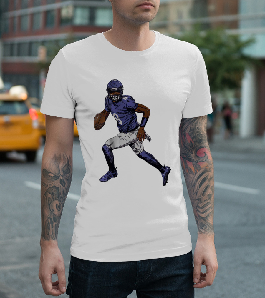 Lamar Jackson Baltimore Ravens Superstar Signature Pose T-Shirt