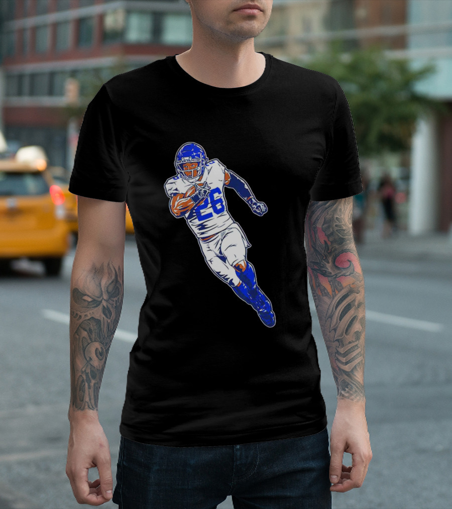 Saquon Barkley New York Giants 26 Superstar Pose Signature T-Shirt