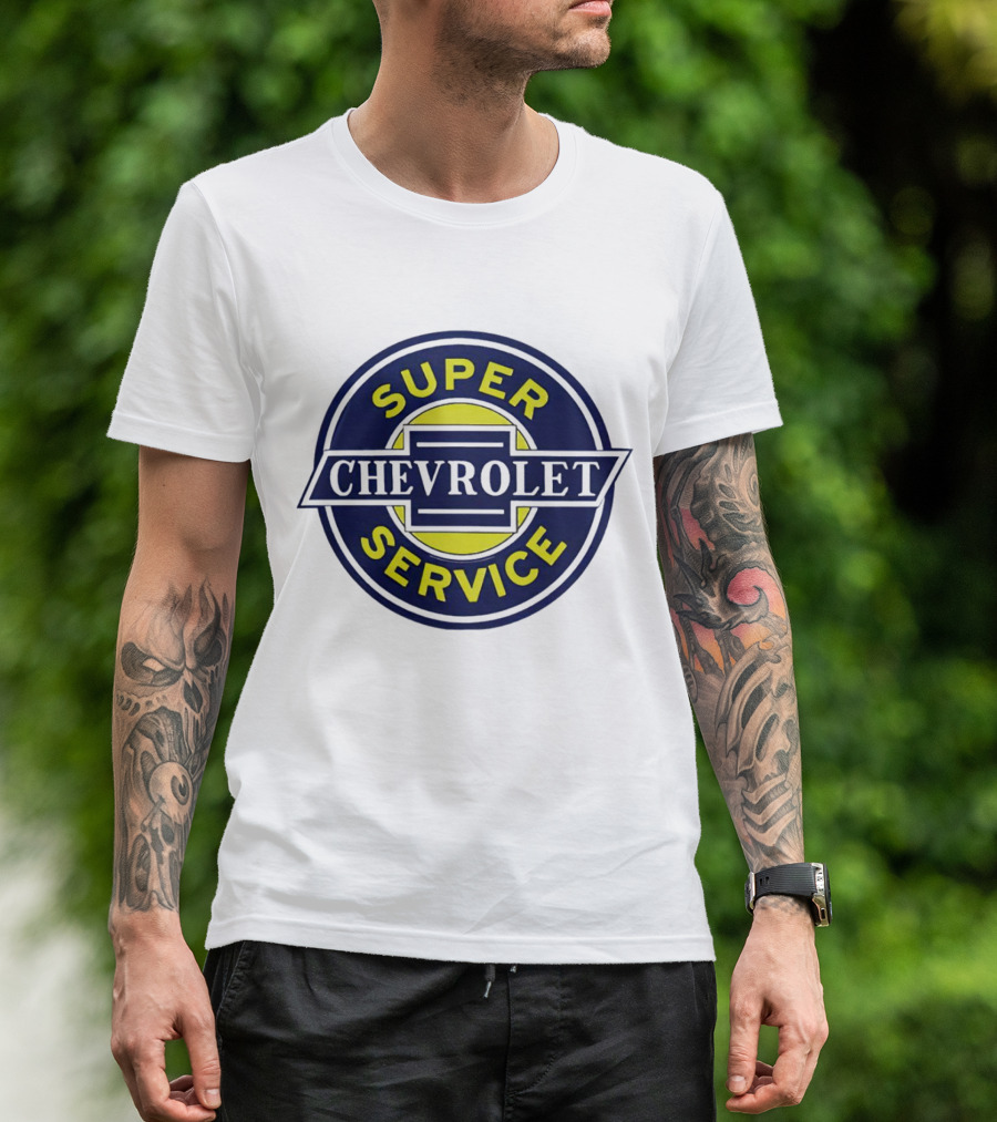 Chevrolet Super Service Vintage Blue And Yellow Emblem T-Shirt