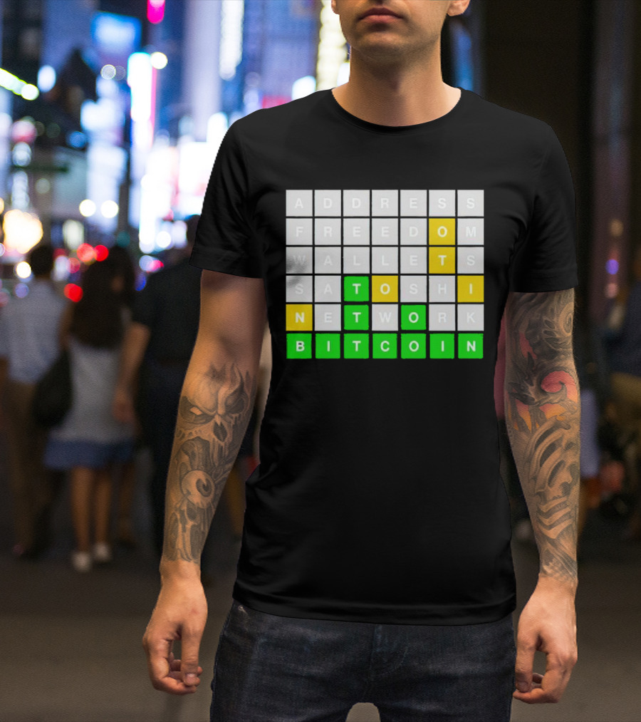 Address Freedom Wallets Satoshi Network Bitcoin Word Game T-Shirt