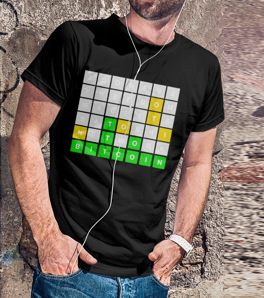 Address Freedom Wallets Satoshi Network Bitcoin Word Game T-Shirt