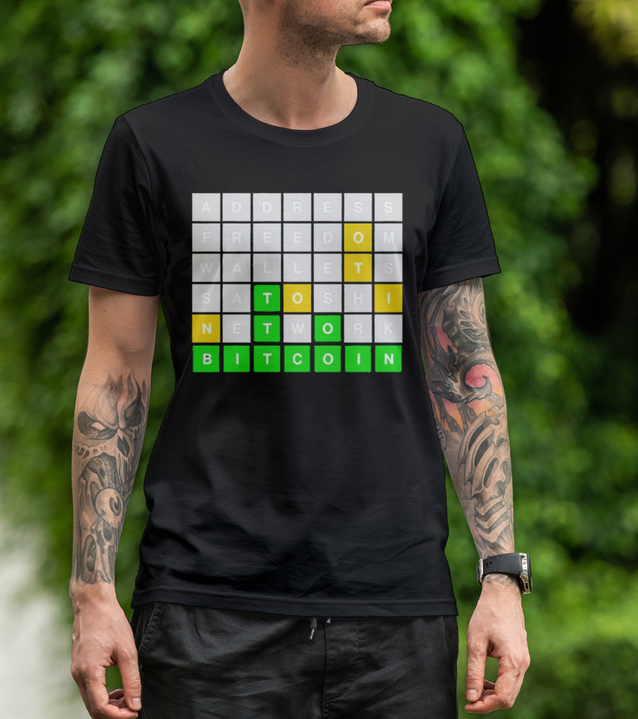 Address Freedom Wallets Satoshi Network Bitcoin Word Game T-Shirt