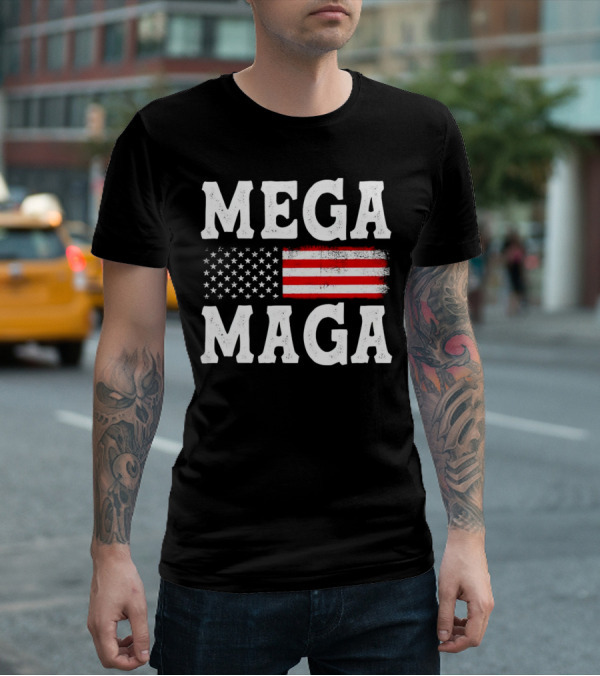 MEGA MAGA American Flag T-Shirt