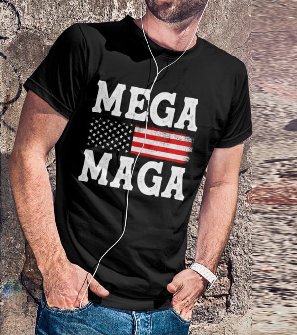 MEGA MAGA American Flag T-Shirt