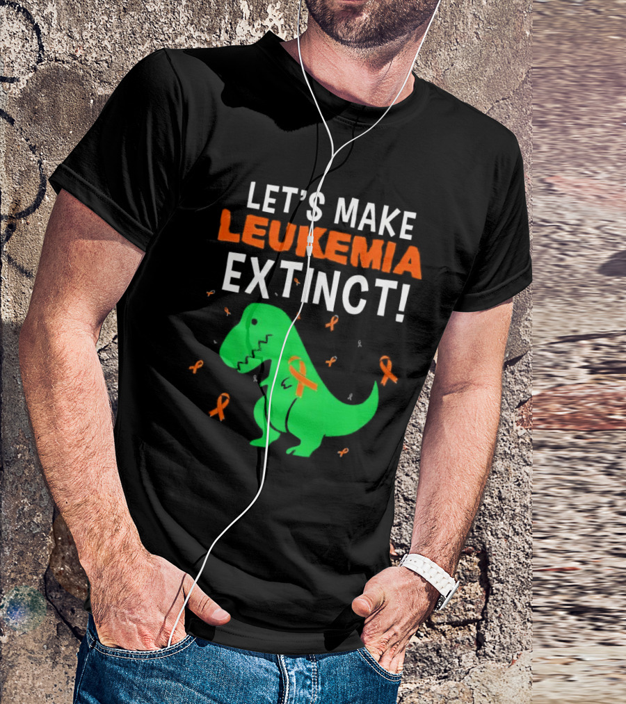 Let's Make Leukemia Extinct Dinosaur With Orange T-Shirt