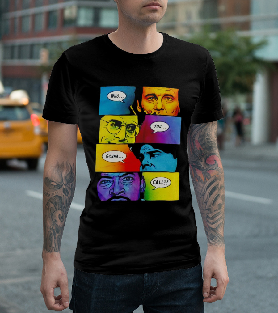 Ghostbusters Who You Gonna Call Retro Comic Style Faces T-Shirt