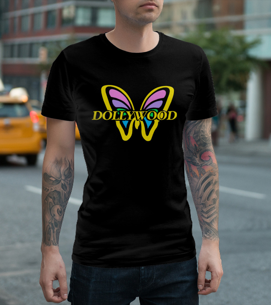 Dollywood Butterfly Logo with Colorful Wings T-Shirt