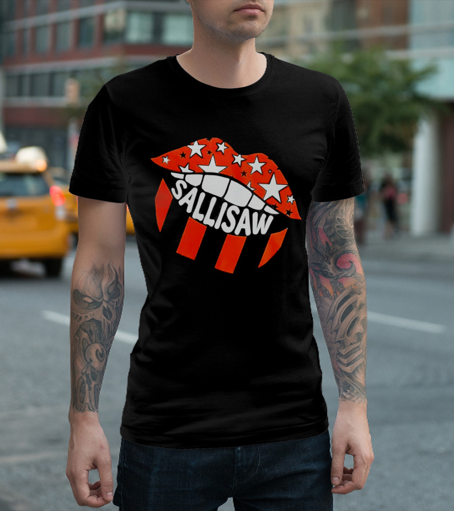 Sallisaw Lips Stars and Stripes Red White Black T-Shirt