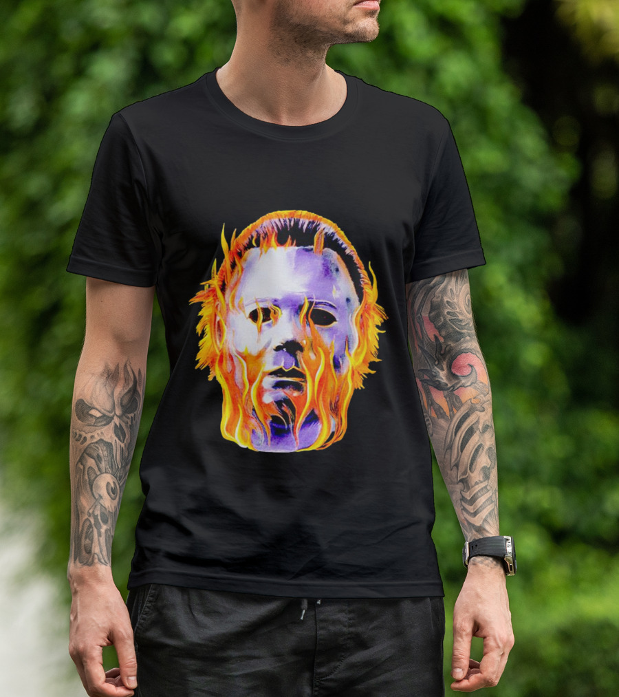 Michael Myers Flaming Mask Halloween Horror T-Shirt