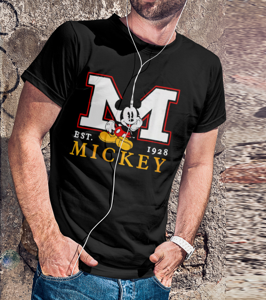 Disney Mickey Large M Logo Est 1928 Relaxed T-Shirt