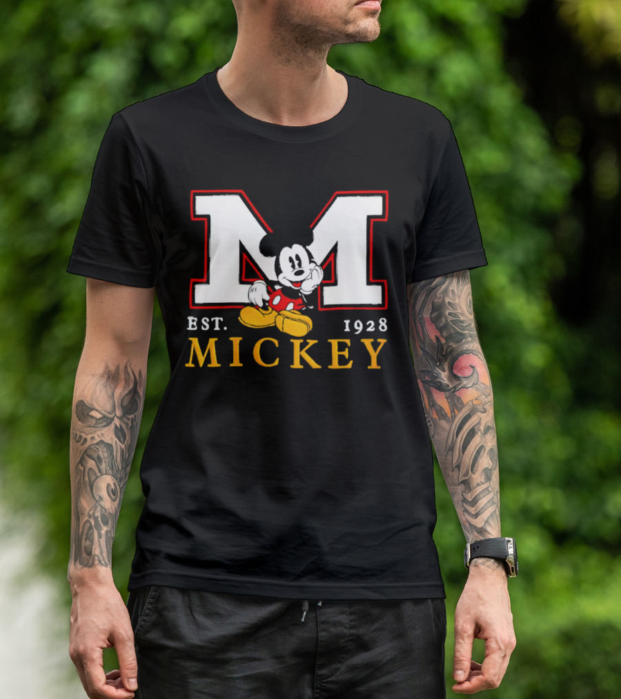 Disney Mickey Large M Logo Est 1928 Relaxed T-Shirt