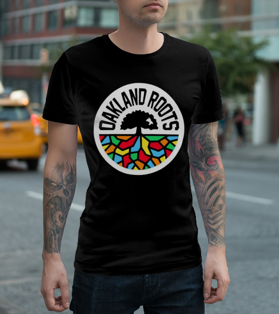 Oakland Roots Tree With Colorful Geometric T-Shirt