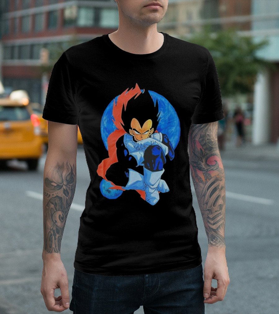 Vegeta Jobber Saiyan Warrior Anime Character Sitting Pose Dragon Ball Z T-Shirt