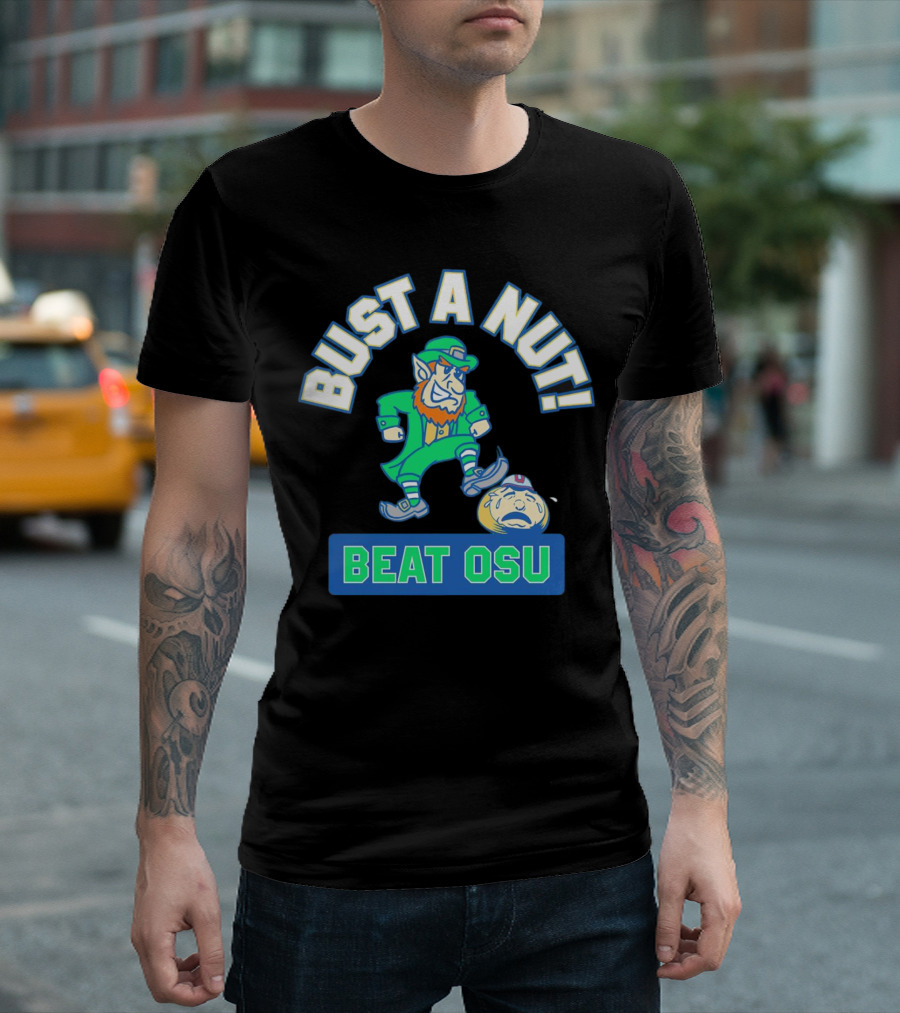 Bust A Nut Legendary Showdown Spirit Fun with Notre Dame vs OSU Football T-Shirt
