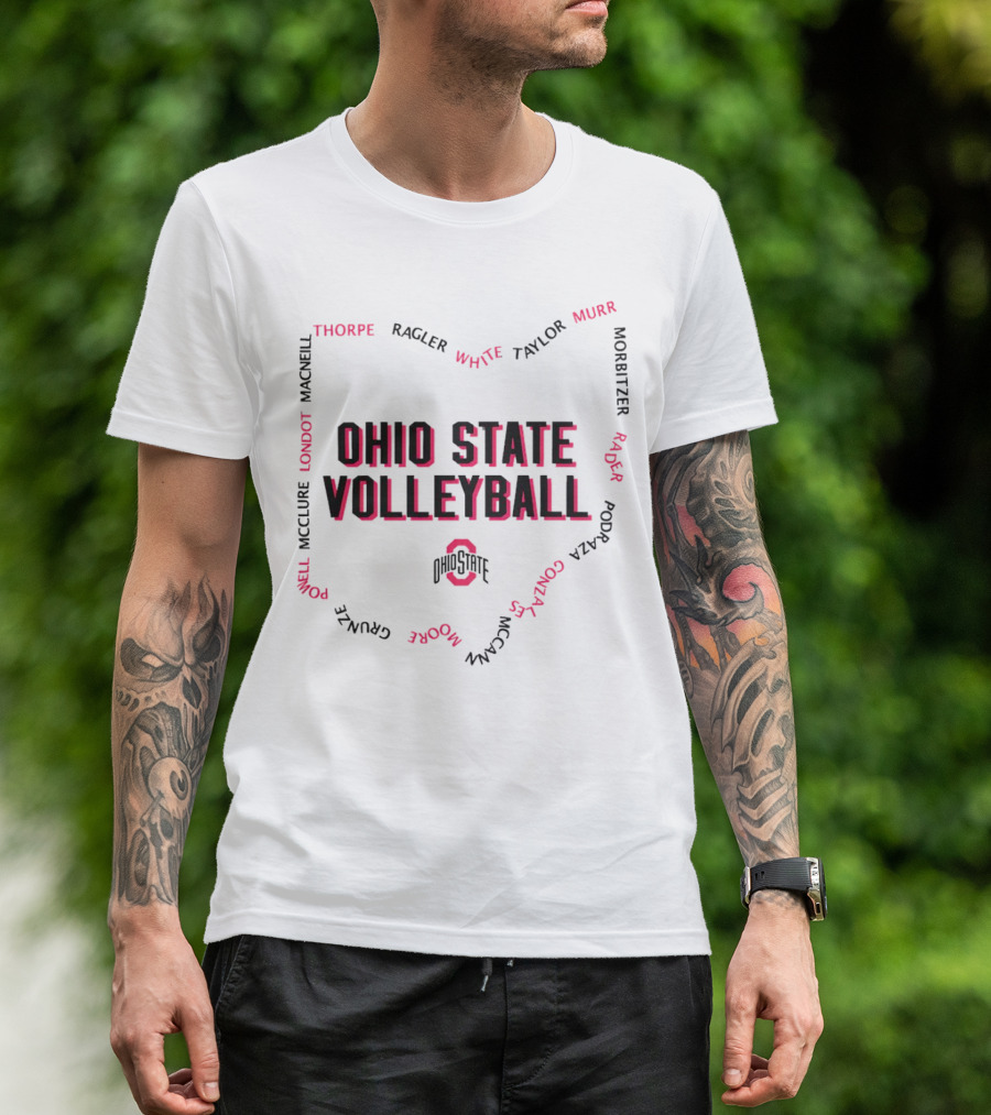 Ohio State Volleyball Team Roster Names Shield T-Shirt